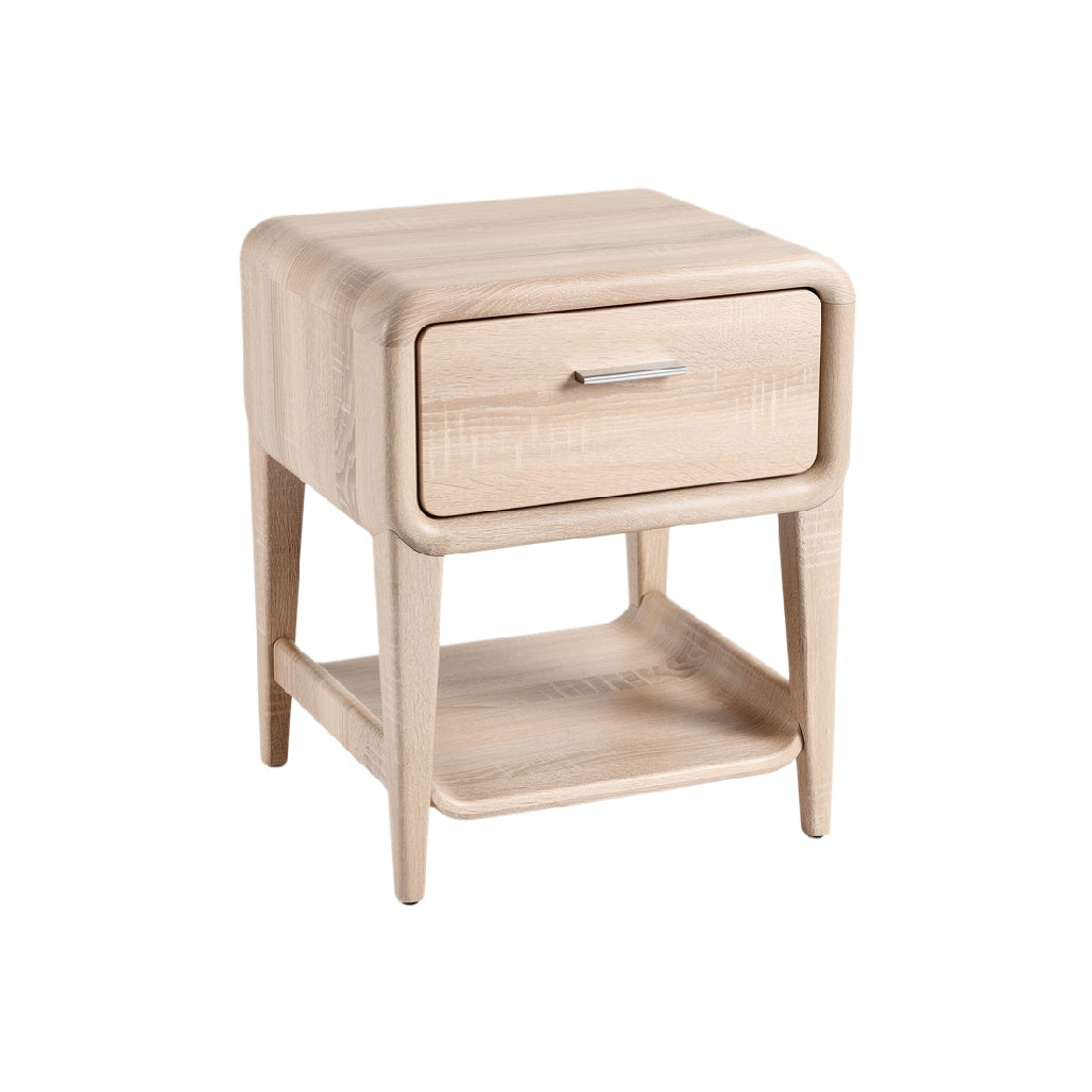 Minimalist Wooden Nightstand with Drawer and Open Shelf