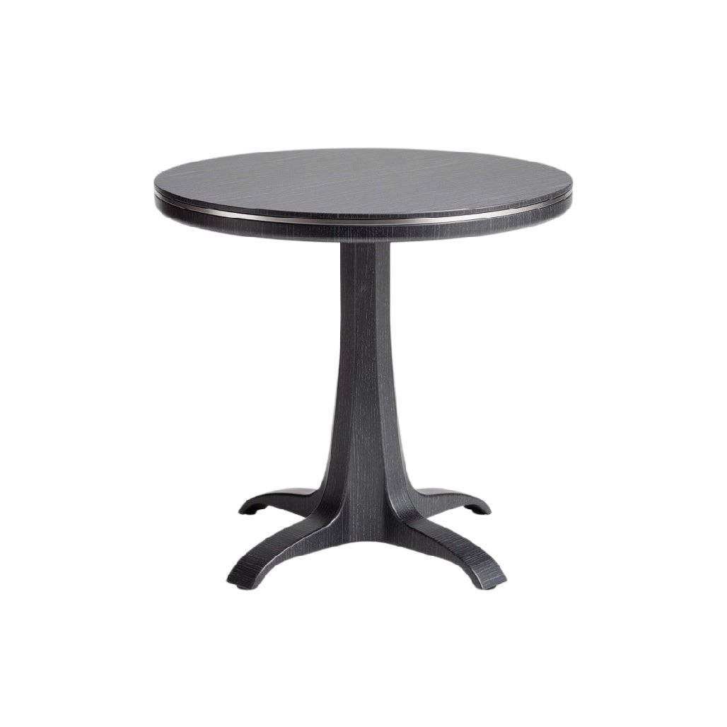 Modern Round Black Metal Dining Table with Sleek Base Design