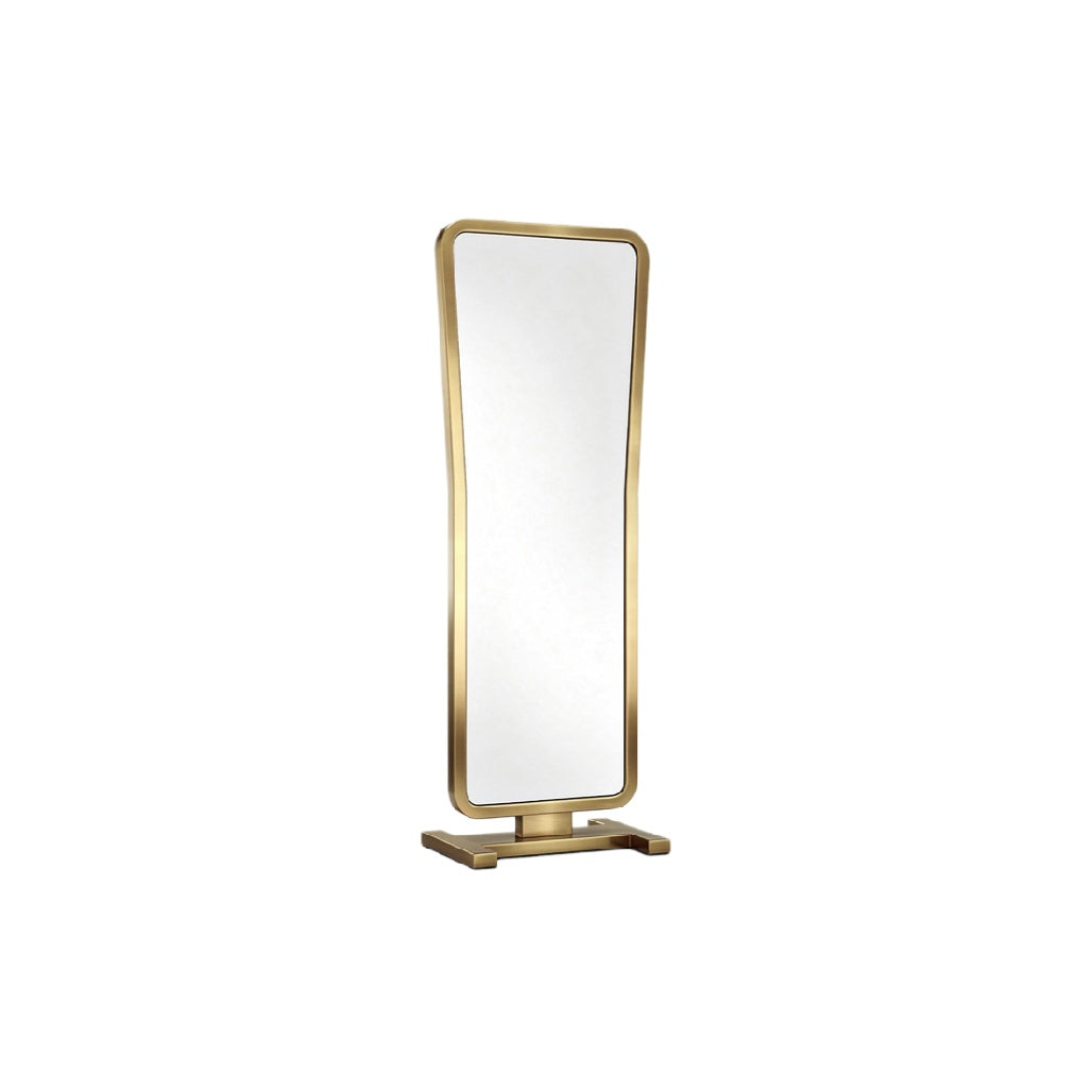 Contemporary Gold Framed Full-Length Mirror with Unique Curved Design